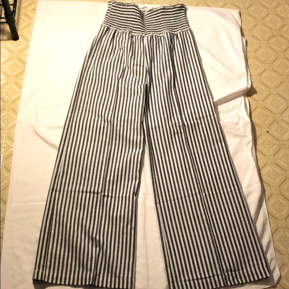 White & Blue Stripped Flare Pants